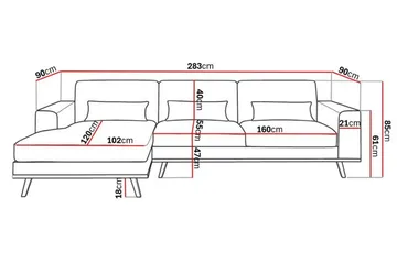 Copenhagen 4-sits Vänstervänd L-formad Divansoffa i Manchester - Mörkgrön - Products - Möbler - Soffa - Divansoffa & schäslongsoffa - 4 sits soffa med divan