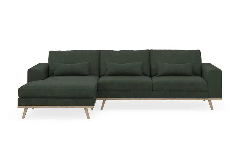 Copenhagen 4-sits Vänstervänd L-formad Divansoffa i Manchester - Mörkgrön - Products - Möbler - Soffa - Divansoffa & schäslongsoffa - 4 sits soffa med divan