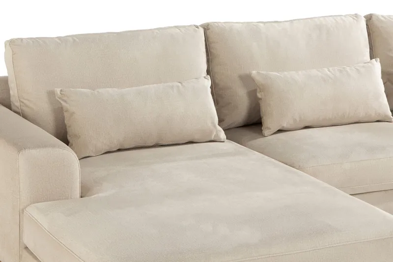 Copenhagen 4-sits Vänstervänd L-formad Divansoffa i Sammet - Beige - Products - Möbler - Soffa - Divansoffa & schäslongsoffa - 4 sits soffa med divan