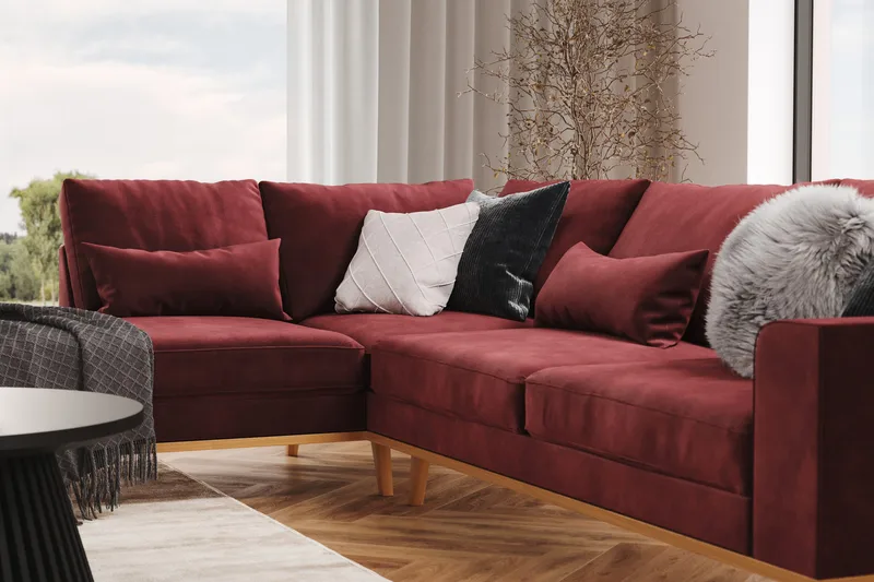 Copenhagen 4-sits Vänstervänd L-formad Divansoffa i Sammet - Lila - Products - Möbler - Soffa - Divansoffa & schäslongsoffa - 4 sits soffa med divan