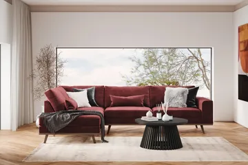 Copenhagen 4-sits Vänstervänd L-formad Divansoffa i Sammet - Lila - Products - Möbler - Soffa - Divansoffa & schäslongsoffa - 4 sits soffa med divan
