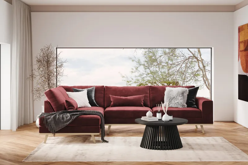 Copenhagen 4-sits Vänstervänd L-formad Divansoffa i Sammet - Lila - Products - Möbler - Soffa - Divansoffa & schäslongsoffa - 4 sits soffa med divan