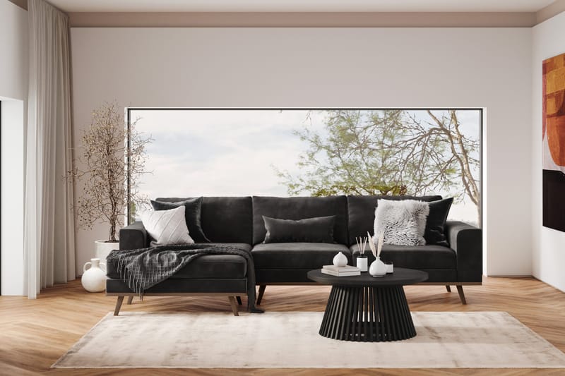 Copenhagen 4-sits Vänstervänd L-formad Divansoffa i Sammet - Mörkgrå - Products - Möbler - Soffa - Divansoffa & schäslongsoffa - 4 sits soffa med divan
