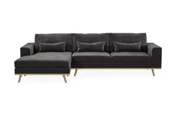 Copenhagen 4-sits Vänstervänd L-formad Divansoffa i Sammet - Mörkgrå - Products - Möbler - Soffa - Divansoffa & schäslongsoffa - 4 sits soffa med divan