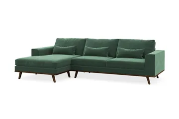 Copenhagen 4-sits Vänstervänd L-formad Divansoffa i Sammet - Mörkgrön - Products - Möbler - Soffa - Divansoffa & schäslongsoffa - 4 sits soffa med divan