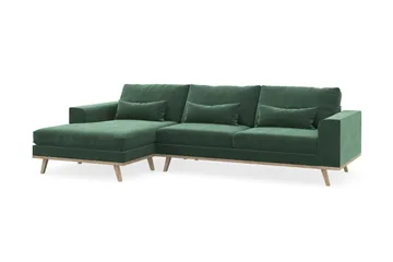 Copenhagen 4-sits Vänstervänd L-formad Divansoffa i Sammet - Mörkgrön - Products - Möbler - Soffa - Divansoffa & schäslongsoffa - 4 sits soffa med divan