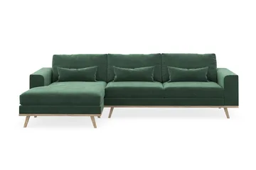 Copenhagen 4-sits Vänstervänd L-formad Divansoffa i Sammet - Mörkgrön - Products - Möbler - Soffa - Divansoffa & schäslongsoffa - 4 sits soffa med divan