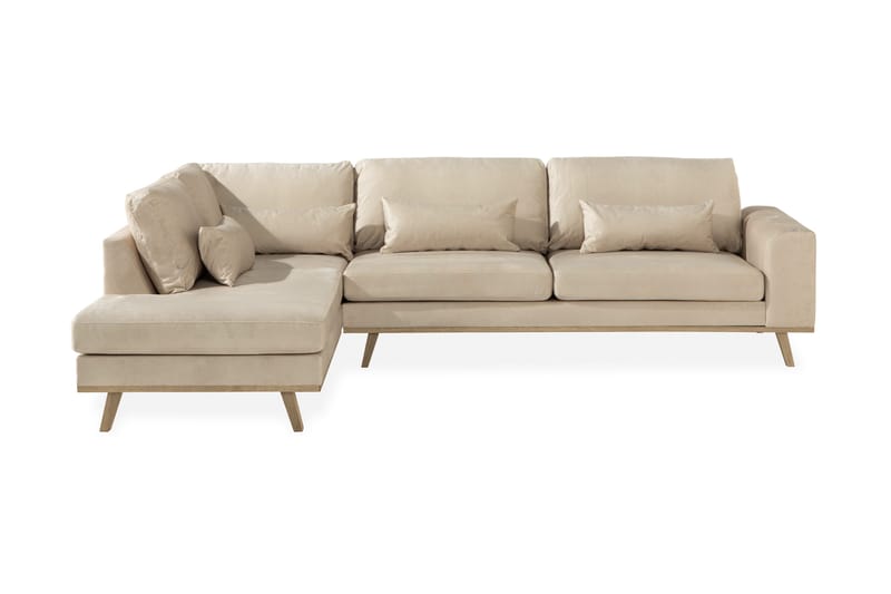 Copenhagen 4-sits Vänstervänd L-formad Schäslongsoffa i Sammet - Beige - Products - Möbler - Soffa - Divansoffa & schäslongsoffa - 4 sits soffa med divan