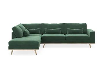 Copenhagen 4-sits Vänstervänd L-formad Schäslongsoffa i Sammet - Mörkgrön - Products - Möbler - Soffa - Divansoffa & schäslongsoffa - 4 sits soffa med divan