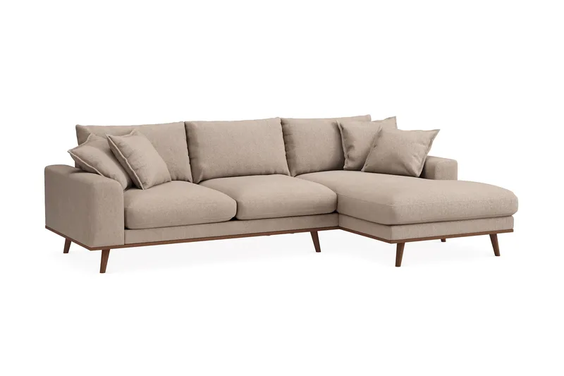 Copenhagen Premium 4-sits Högervänd L-formad Djup Divansoffa i Tyg - Ljusbrun - Products - Möbler - Soffa - Divansoffa & schäslongsoffa - 3 sits soffa med divan