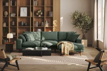 Copenhagen Premium 4-sits Högervänd L-formad Djup Divansoffa i Tyg - Grön - Products - Möbler - Soffa - Divansoffa & schäslongsoffa - 3 sits soffa med divan