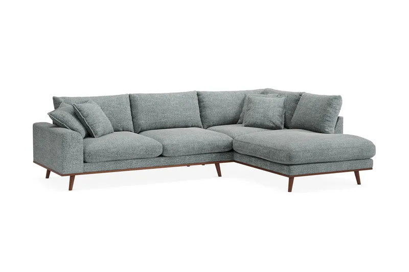 Copenhagen Premium 4-sits Högervänd L-formad Djup Schäslongsoffa i Chenille - Grå/Blå - Products - Möbler - Soffa - Divansoffa & schäslongsoffa - 4 sits soffa med divan