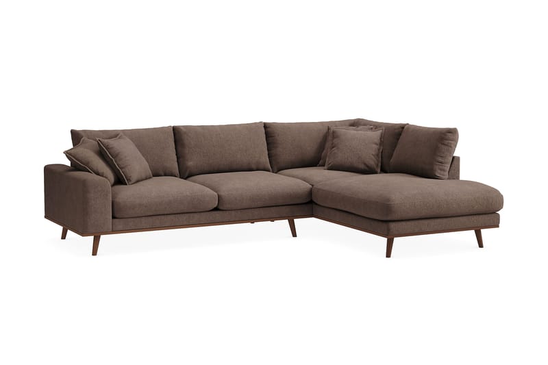 Copenhagen Premium 4-sits Högervänd L-formad Djup Schäslongsoffa i Tyg - Mörkbrun - Products - Möbler - Soffa - Divansoffa & schäslongsoffa - 4 sits soffa med divan