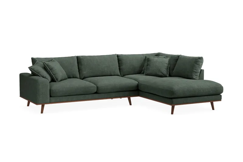 Copenhagen Premium 4-sits Högervänd L-formad Djup Schäslongsoffa i Tyg - Grön - Products - Möbler - Soffa - Divansoffa & schäslongsoffa - 4 sits soffa med divan