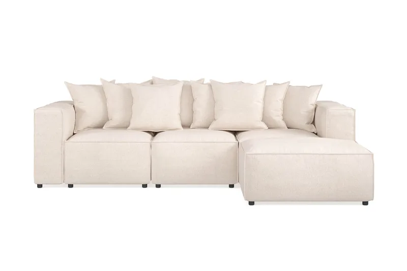 Cubo 4-sits Djup Modulsoffa med Divan i Tyg, Beige