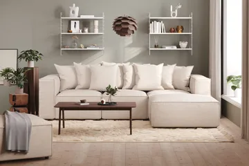 Cubo 4-sits Djup Modulsoffa med Divan i Tyg - Beige - Products - Möbler - Soffa - Divansoffa & schäslongsoffa - 3 sits soffa med divan