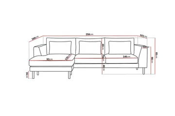 Florenz 3-sits Soffa med Divan Vänster - Ljusgrå - Products - Möbler - Soffa - Divansoffa & schäslongsoffa - 3 sits soffa med divan