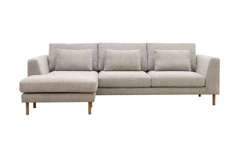 Florenz 3-sits Vänstervänd L-formad Divansoffa i Chenille, Grå / Beige