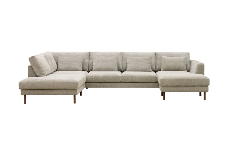 Florenz 4-sits Vänstervänd U-formad Soffa med Divan och Schäslong i Chenille - Grå / Beige - Products - Möbler - Soffa - Divansoffa & schäslongsoffa - 4 sits soffa med divan