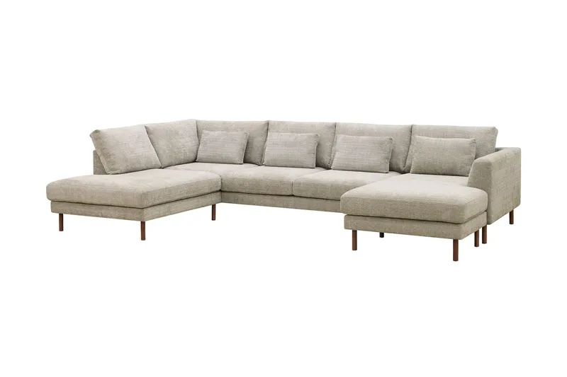Florenz 4-sits Vänstervänd U-formad Soffa med Divan och Schäslong i Chenille - Grå / Beige - Products - Möbler - Soffa - Divansoffa & schäslongsoffa - 4 sits soffa med divan