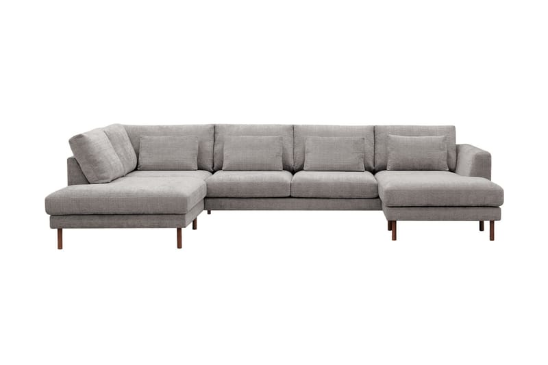 Florenz 4-sits Vänstervänd U-formad Soffa med Divan och Schäslong i Chenille, Ljusgrå