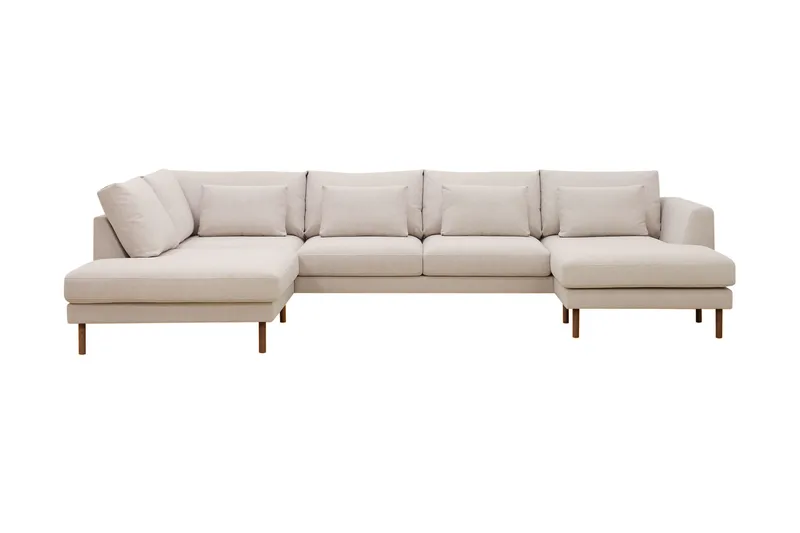 Florenz 4-sits Vänstervänd U-formad Soffa med Divan och Schäslong i Tyg - Beige - Products - Möbler - Soffa - Divansoffa & schäslongsoffa - 4 sits soffa med divan