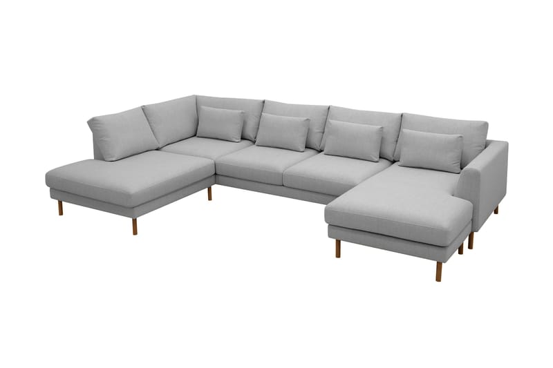 Florenz 4-sits Vänstervänd U-formad Soffa med Divan och Schäslong i Tyg - Ljusgrå - Products - Möbler - Soffa - Divansoffa & schäslongsoffa - 4 sits soffa med divan