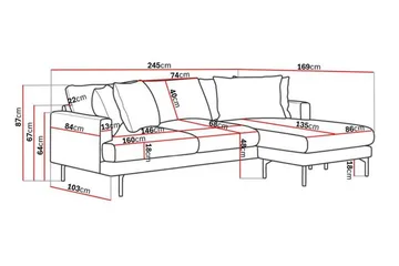 Menard 3-sits Högervänd L-formad Divansoffa i Manchester - Mörkgrå - Products - Möbler - Soffa - Divansoffa & schäslongsoffa - 3 sits soffa med divan