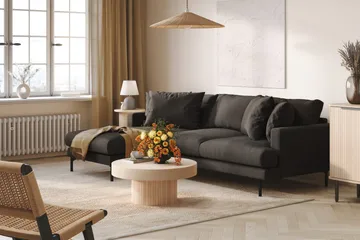 Menard 3-sits Vänstervänd L-formad Divansoffa i Manchester - Mörkgrå - Products - Möbler - Soffa - Divansoffa & schäslongsoffa - 3 sits soffa med divan