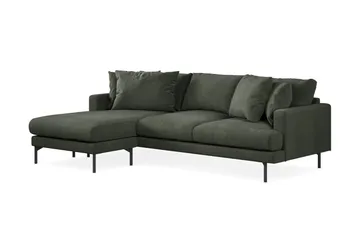 Menard 3-sits Vänstervänd L-formad Divansoffa i Manchester - Mörkgrön - Products - Möbler - Soffa - Divansoffa & schäslongsoffa - 3 sits soffa med divan