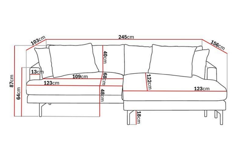 Menard 4-sits Högervänd L-formad Divansoffa i Manchester - Mörkgrå - Products - Möbler - Soffa - Divansoffa & schäslongsoffa - 4 sits soffa med divan