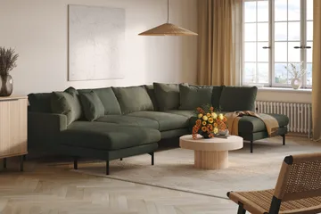 Menard 4-sits Högervänd Stor U-formad Djup Soffa med Divan och Schäslong i Manchester - Mörkgrön - Products - Möbler - Soffa - Divansoffa & schäslongsoffa - 4 sits soffa med divan