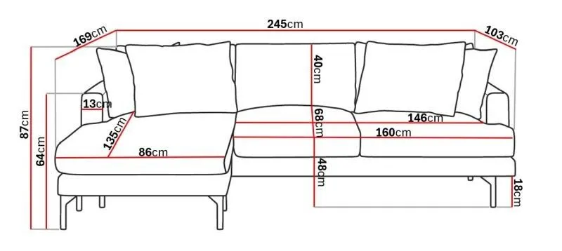 Menard 4-sits Vänstervänd L-formad Djup Divansoffa i Manchester - Brun - Products - Möbler - Soffa - Divansoffa & schäslongsoffa - 4 sits soffa med divan