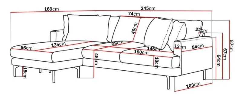 Menard 4-sits Vänstervänd L-formad Djup Divansoffa i Manchester - Greige - Products - Möbler - Soffa - Divansoffa & schäslongsoffa - 4 sits soffa med divan
