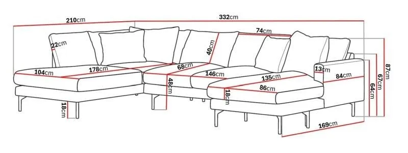 Menard 4-sits Vänstervänd Stor U-formad Djup Large Soffa med Divan och Schäslong i Tyg - Beige - Products - Möbler - Soffa - Divansoffa & schäslongsoffa - 4 sits soffa med divan