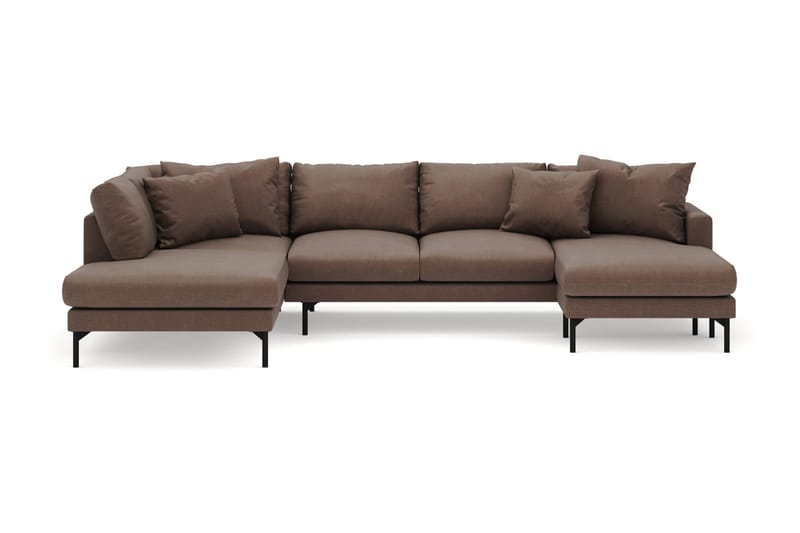 Menard 4-sits Vänstervänd Stor U-formad Djup Large Soffa med Divan och Schäslong i Tyg - Brun - Products - Möbler - Soffa - Divansoffa & schäslongsoffa - 4 sits soffa med divan