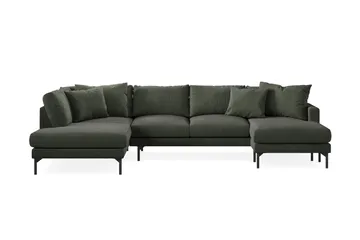 Menard 4-sits Vänstervänd Stor U-formad Djup Soffa med Divan och Schäslong i Manchester - Mörkgrön - Products - Möbler - Soffa - Divansoffa & schäslongsoffa - 4 sits soffa med divan