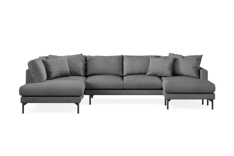 Menard 4-sits Vänstervänd Stor U-formad Djup Soffa med Divan och Schäslong i Tyg - Mörkgrå - Products - Möbler - Soffa - Divansoffa & schäslongsoffa - 4 sits soffa med divan