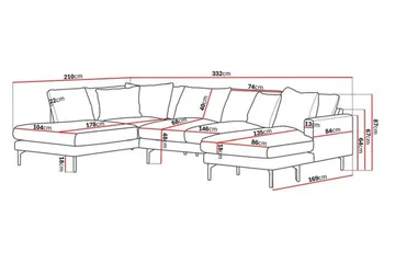 Menard 4-sits Vänstervänd Stor U-formad Djup Soffa med Divan och Schäslong i Tyg - Mörkgrå - Products - Möbler - Soffa - Divansoffa & schäslongsoffa - 4 sits soffa med divan