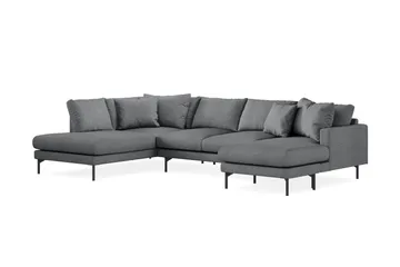 Menard 4-sits Vänstervänd Stor U-formad Djup Soffa med Divan och Schäslong i Tyg - Mörkgrå - Products - Möbler - Soffa - Divansoffa & schäslongsoffa - 4 sits soffa med divan
