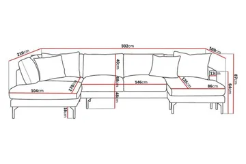 Menard 4-sits Vänstervänd Stor U-formad Djup Soffa med Divan och Schäslong i Tyg - Mörkgrå - Products - Möbler - Soffa - Divansoffa & schäslongsoffa - 4 sits soffa med divan