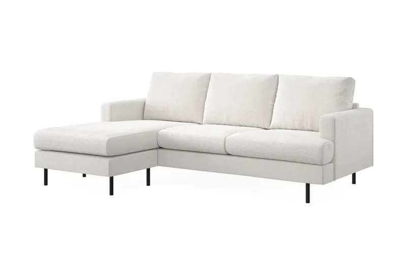 Menard Compact 3-sits Vänstervänd L-formad Divansoffa i Bouclé - Vit - Products - Möbler - Soffa - Divansoffa & schäslongsoffa - 3 sits soffa med divan