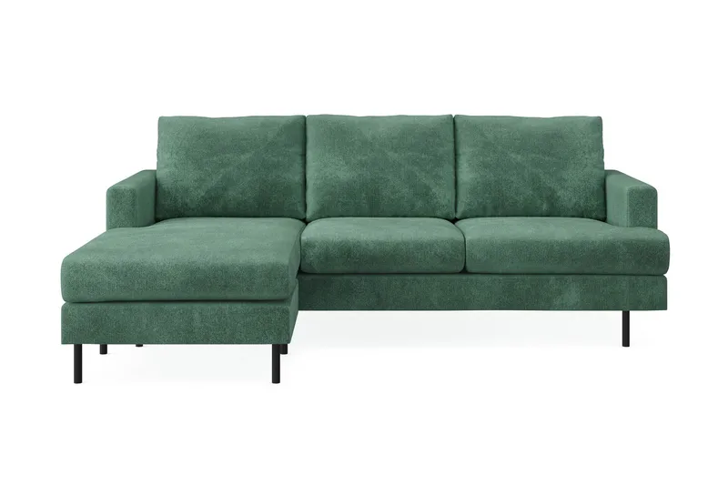 Menard Compact 3-sits Vänstervänd L-formad Divansoffa i Sammet - Mörkgrön - Products - Möbler - Soffa - Divansoffa & schäslongsoffa - 3 sits soffa med divan