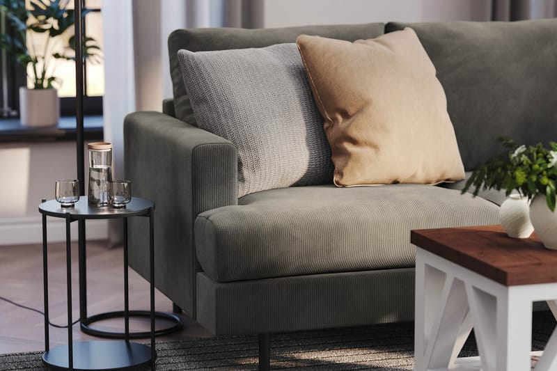 Menard Compact 4-sits Högervänd L-formad Schäslongsoffa i Manchester - Grå - Products - Möbler - Soffa - Divansoffa & schäslongsoffa - 4 sits soffa med divan