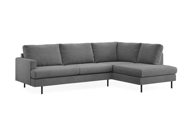 Menard Compact 4-sits Högervänd L-formad Schäslongsoffa i Tyg - Mörkgrå - Products - Möbler - Soffa - Divansoffa & schäslongsoffa - 4 sits soffa med divan