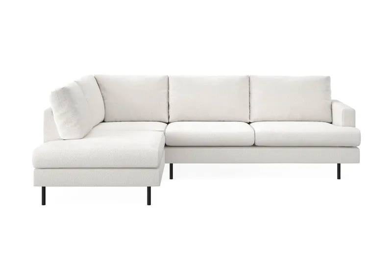 Menard Compact 4-sits Vänstervänd L-formad Schäslongsoffa i Bouclé - Vit - Products - Möbler - Soffa - Divansoffa & schäslongsoffa - 4 sits soffa med divan