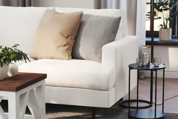 Menard Compact 4-sits Vänstervänd L-formad Schäslongsoffa i Bouclé - Vit - Products - Möbler - Soffa - Divansoffa & schäslongsoffa - 4 sits soffa med divan