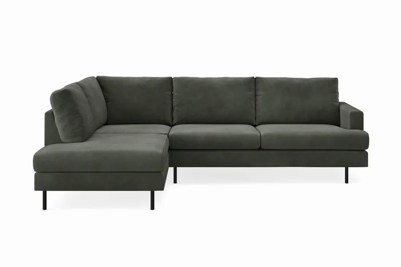 Menard Compact 4-sits Vänstervänd L-formad Schäslongsoffa i Manchester - Mörkgrön - Products - Möbler - Soffa - Divansoffa & schäslongsoffa - 4 sits soffa med divan