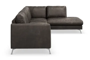 Ocean Lyx 4-sits Högervänd L-formad Schäslongsoffa i Konstläder - Mörkgrå - Products - Möbler - Soffa - Divansoffa & schäslongsoffa - 4 sits soffa med divan