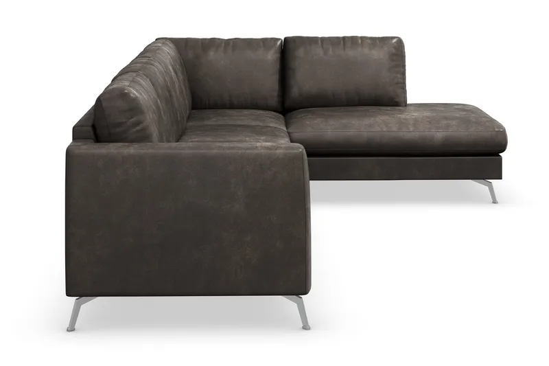Ocean Lyx 4-sits Högervänd L-formad Schäslongsoffa i Konstläder - Mörkgrå - Products - Möbler - Soffa - Divansoffa & schäslongsoffa - 4 sits soffa med divan